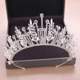 Baroque Bridal Crystal Leaf Crowns Princess Queen Pageant Prom Pearl Veil Tiaras
