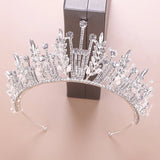 Baroque Bridal Crystal Leaf Crowns Princess Queen Pageant Prom Pearl Veil Tiaras