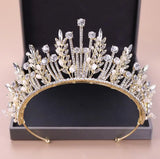 Baroque Bridal Crystal Leaf Crowns Princess Queen Pageant Prom Pearl Veil Tiaras