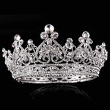 Baroque Round Crowns Bridal Wedding Hair Accessories Crystal Rhinestones Tiaras