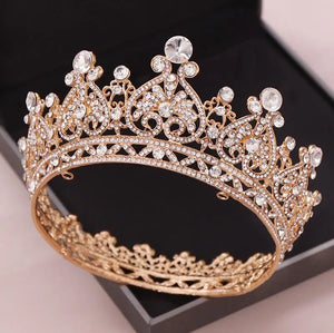 Baroque Round Crowns Bridal Wedding Hair Accessories Crystal Rhinestones Tiaras