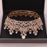 Baroque Round Crowns Bridal Wedding Hair Accessories Crystal Rhinestones Tiaras