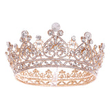 Baroque Round Crowns Bridal Wedding Hair Accessories Crystal Rhinestones Tiaras