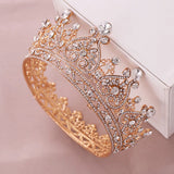 Baroque Round Crowns Bridal Wedding Hair Accessories Crystal Rhinestones Tiaras