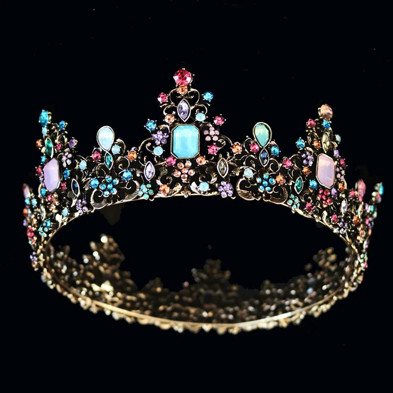 Colorful Crystal Rhinestone Queen Crown Tiara for Women