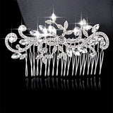 Crystal Leaves Wedding Hair Comb Clip Rhinestone Headdress