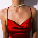 Bohemian Layer Simulated Round Pearl Choker Necklace Collar