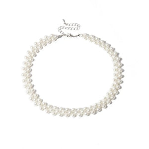Bohemian Layer Simulated Round Pearl Choker Necklace Collar