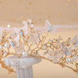 Baroque Pearl Rhinestone Crown Tiara Hair Accessory