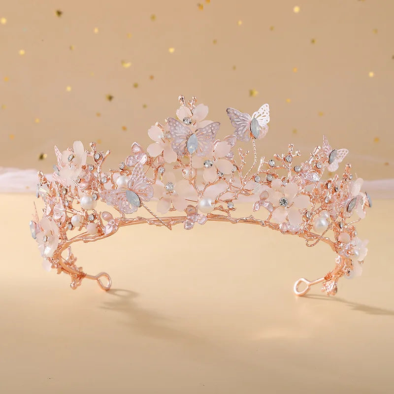 Baroque Pearl Rhinestone Crown Tiara Hair Accessory