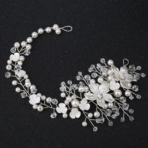 Ceramic Flowers Wedding Headbands Crystal Pearls Bridal Hairpins