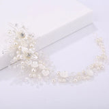 Ceramic Flowers Wedding Headbands Crystal Pearls Bridal Hairpins