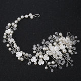 Ceramic Flowers Wedding Headbands Crystal Pearls Bridal Hairpins