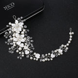 Ceramic Flowers Wedding Headbands Crystal Pearls Bridal Hairpins