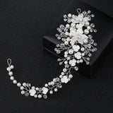 Ceramic Flowers Wedding Headbands Crystal Pearls Bridal Hairpins