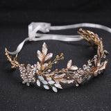 Champagne Crystal Bead Bride Headbands Hair Comb Wedding Hair Accessories