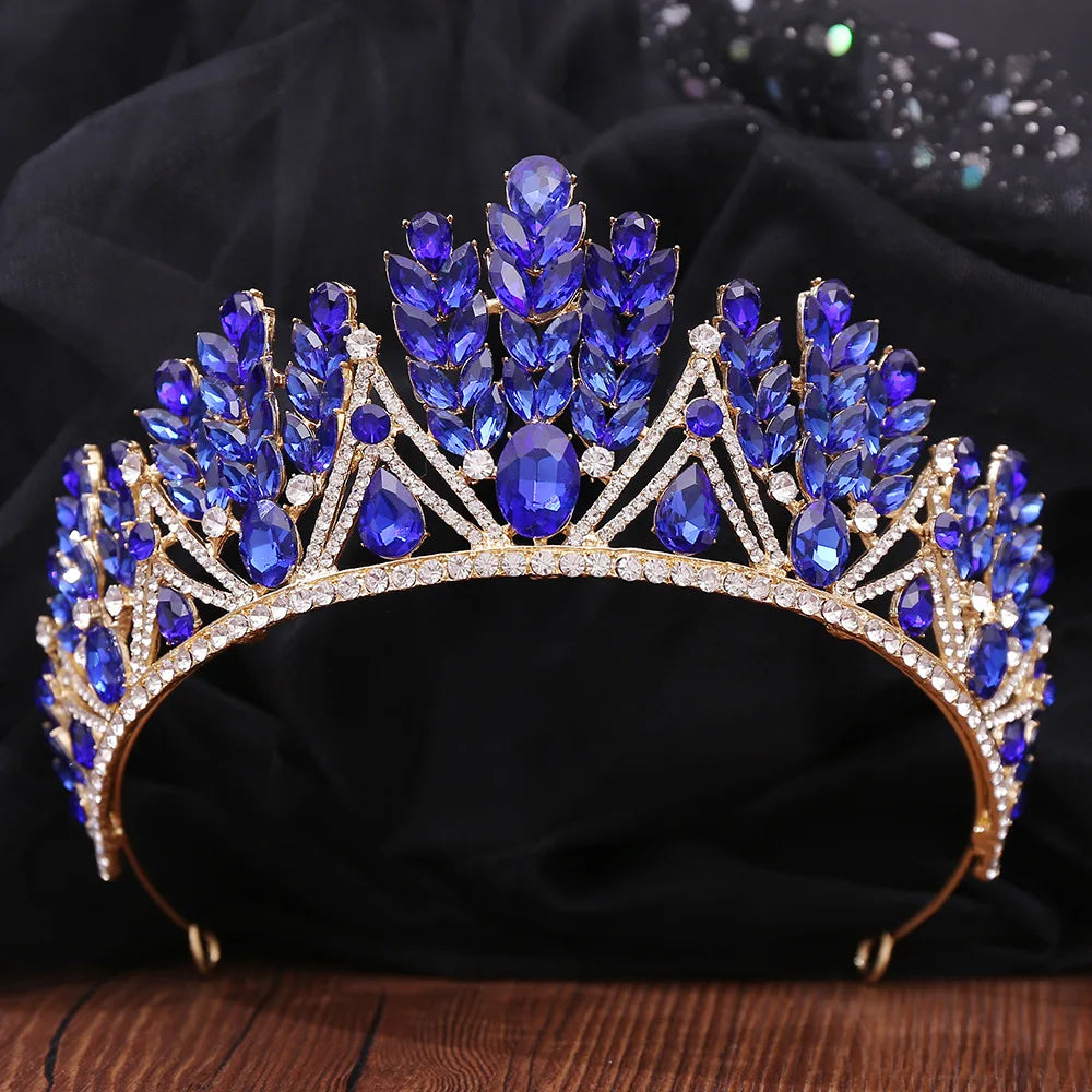 Crystal Leaf Rhinestone Bridal Tiaras Crowns For Women Baroque Vintage