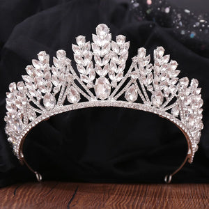 Crystal Leaf Rhinestone Bridal Tiaras Crowns For Women Baroque Vintage