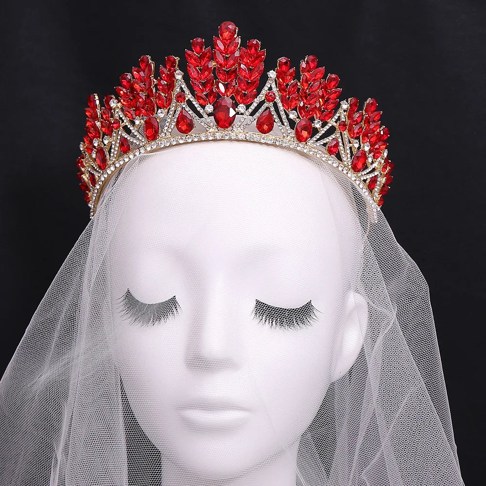 Crystal Leaf Rhinestone Bridal Tiaras Crowns For Women Baroque Vintage
