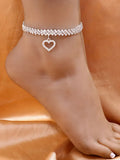 Crystal Rhinestone Chain Heart Anklet Bracelet Wedding Party Beach Jewelry