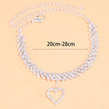 Crystal Rhinestone Chain Heart Anklet Bracelet Wedding Party Beach Jewelry