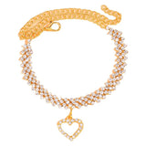 Crystal Rhinestone Chain Heart Anklet Bracelet Wedding Party Beach Jewelry