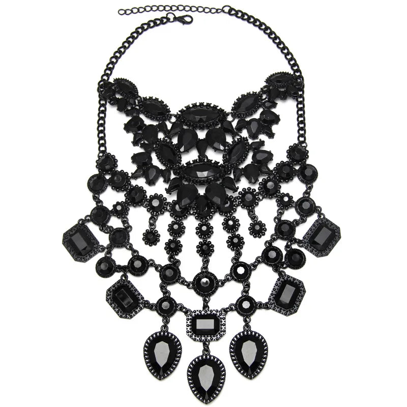 Rhinestone Crystal Bead Collar Choker Necklace Tassel Statement Chockers