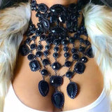 Rhinestone Crystal Bead Collar Choker Necklace Tassel Statement Chockers