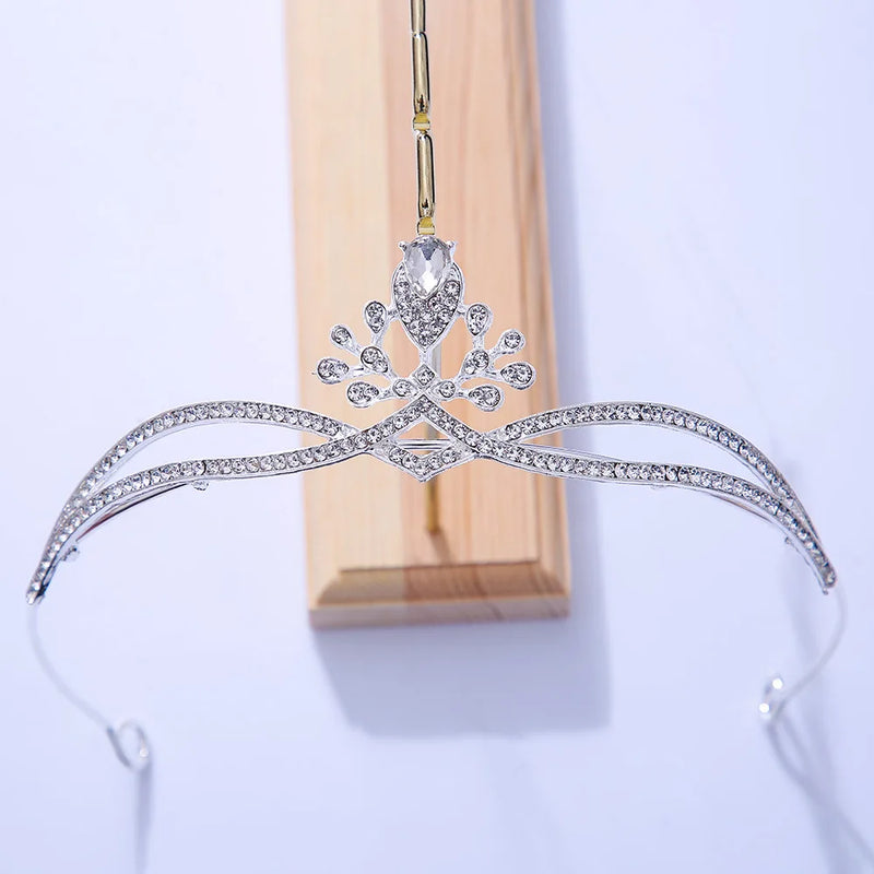 Silver Crystal Tiara Crowns Wedding Bride Party Diadems