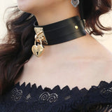 Metal Heart Choker Necklace Leather Collar Goth Maxi Harness Necklaces Women