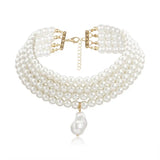 Multilayer Pearl Choker Necklace for Women Wedding Jewelry