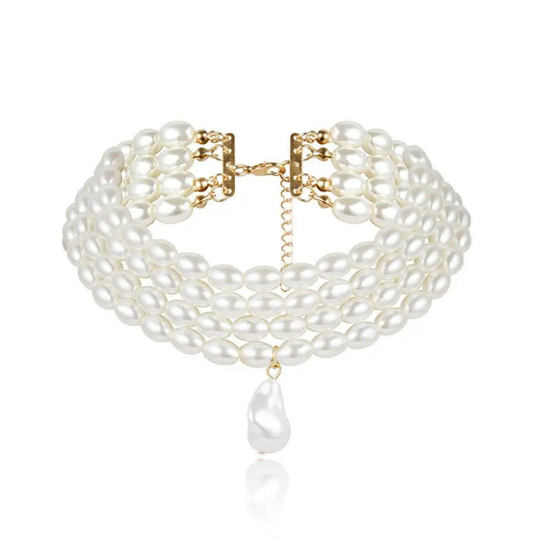 Multilayer Pearl Choker Necklace for Women Wedding Jewelry