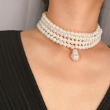Multilayer Pearl Choker Necklace for Women Wedding Jewelry