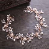 Rose Rhinestones Crystals Pearls Wedding Headband Bridesmaid Bridal Hair Vine