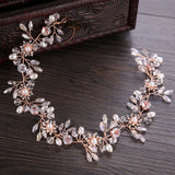 Rose Rhinestones Crystals Pearls Wedding Headband Bridesmaid Bridal Hair Vine