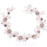 Rose Rhinestones Crystals Pearls Wedding Headband Bridesmaid Bridal Hair Vine