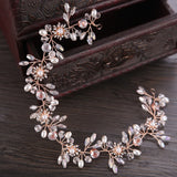 Rose Rhinestones Crystals Pearls Wedding Headband Bridesmaid Bridal Hair Vine