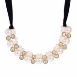 Pearl Choker Necklace Rhinestone Ribbon Necklaces