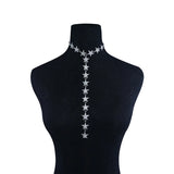 Five Pointed Stars Choker Necklace Crystal Rhinestone Women Body Jewelry