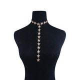 Five Pointed Stars Choker Necklace Crystal Rhinestone Women Body Jewelry