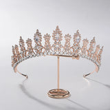 Crystal Rose Tiara Crown Wedding Headband Queen Diadem Bridal Hair Accessory
