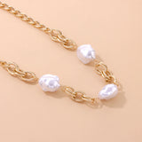 Baroque Pearl Choker Necklace with Cuban Chains