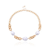 Baroque Pearl Choker Necklace with Cuban Chains
