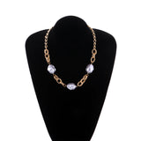 Baroque Pearl Choker Necklace with Cuban Chains
