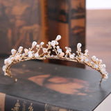 Bride Headdress Pearl Rhinestone Flower Crown Wedding Accessories