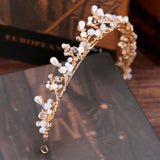 Bride Headdress Pearl Rhinestone Flower Crown Wedding Accessories