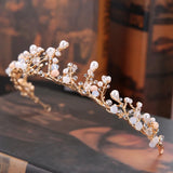 Bride Headdress Pearl Rhinestone Flower Crown Wedding Accessories