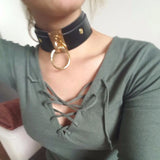 Harajuku Choker Punk Leather Collar Necklace Silver O-Round Torques