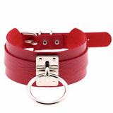 Harajuku Choker Punk Leather Collar Necklace Silver O-Round Torques
