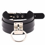 Harajuku Choker Punk Leather Collar Necklace Silver O-Round Torques